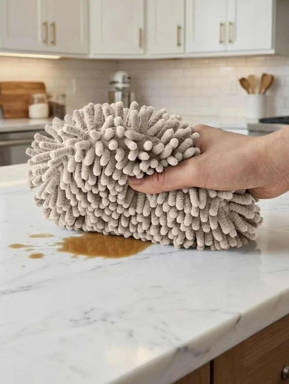 3-Pack Multipurpose Microfiber Plush Chenille Bath Scrubber White Beige Gray